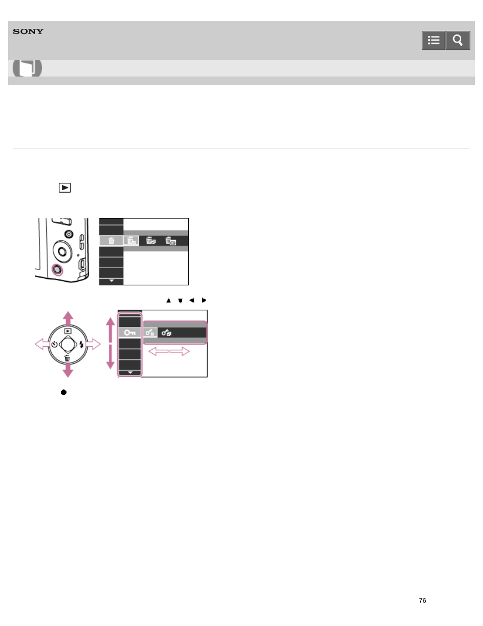 Using menu items (viewing), Help guide | Sony DSC-W800 User Manual | Page 76 / 224