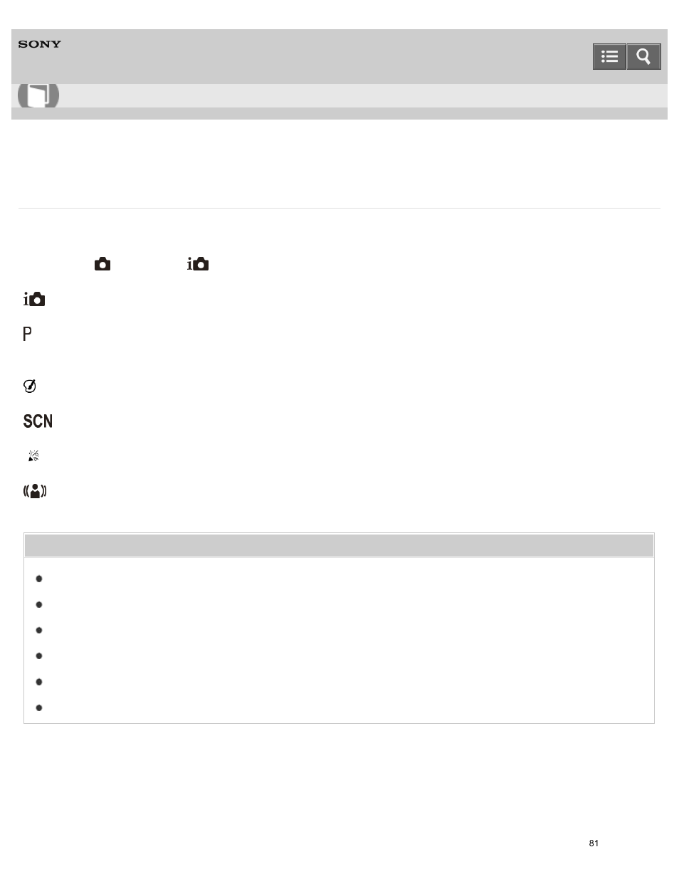 Still shooting scene, Help guide | Sony DSC-W800 User Manual | Page 81 / 224