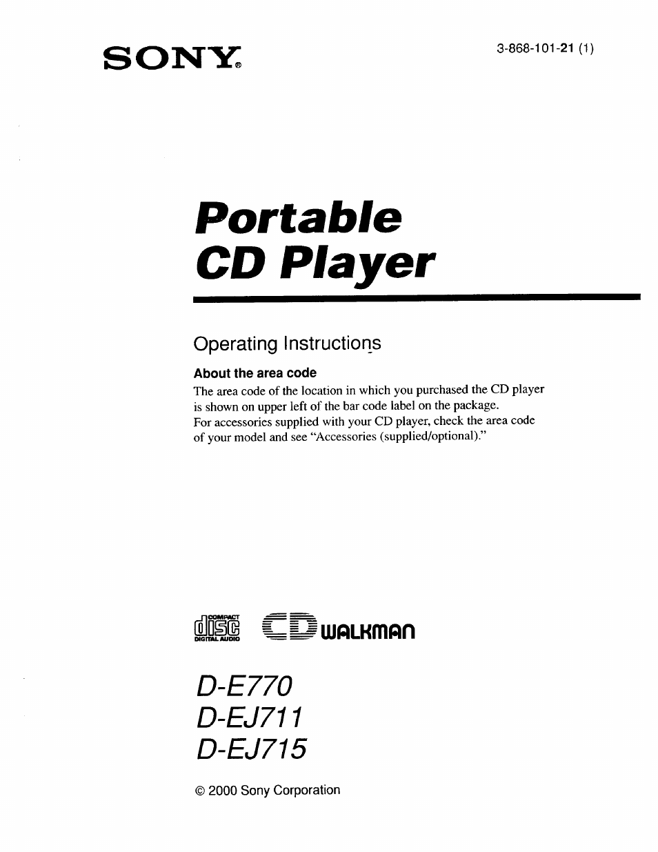 Sony D-EJ715 User Manual | 26 pages