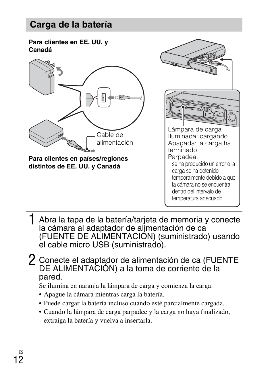 Carga de la batería | Sony DSC-TX30 User Manual | Page 48 / 80