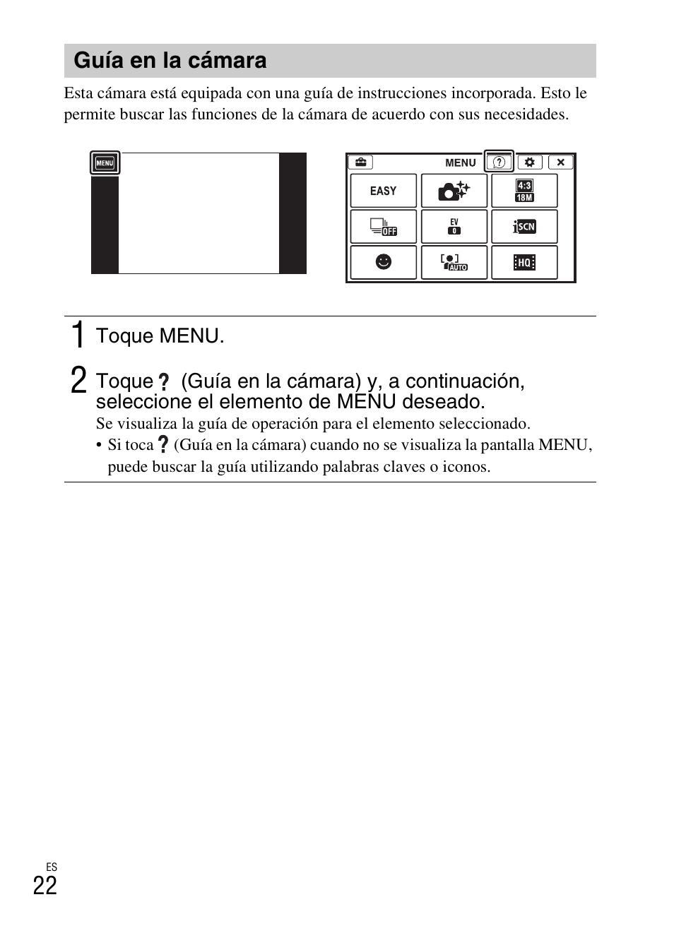 Guía en la cámara | Sony DSC-TX30 User Manual | Page 58 / 80