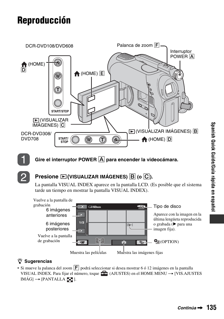 Reproducción | Sony DCR-DVD108BDL User Manual | Page 135 / 139