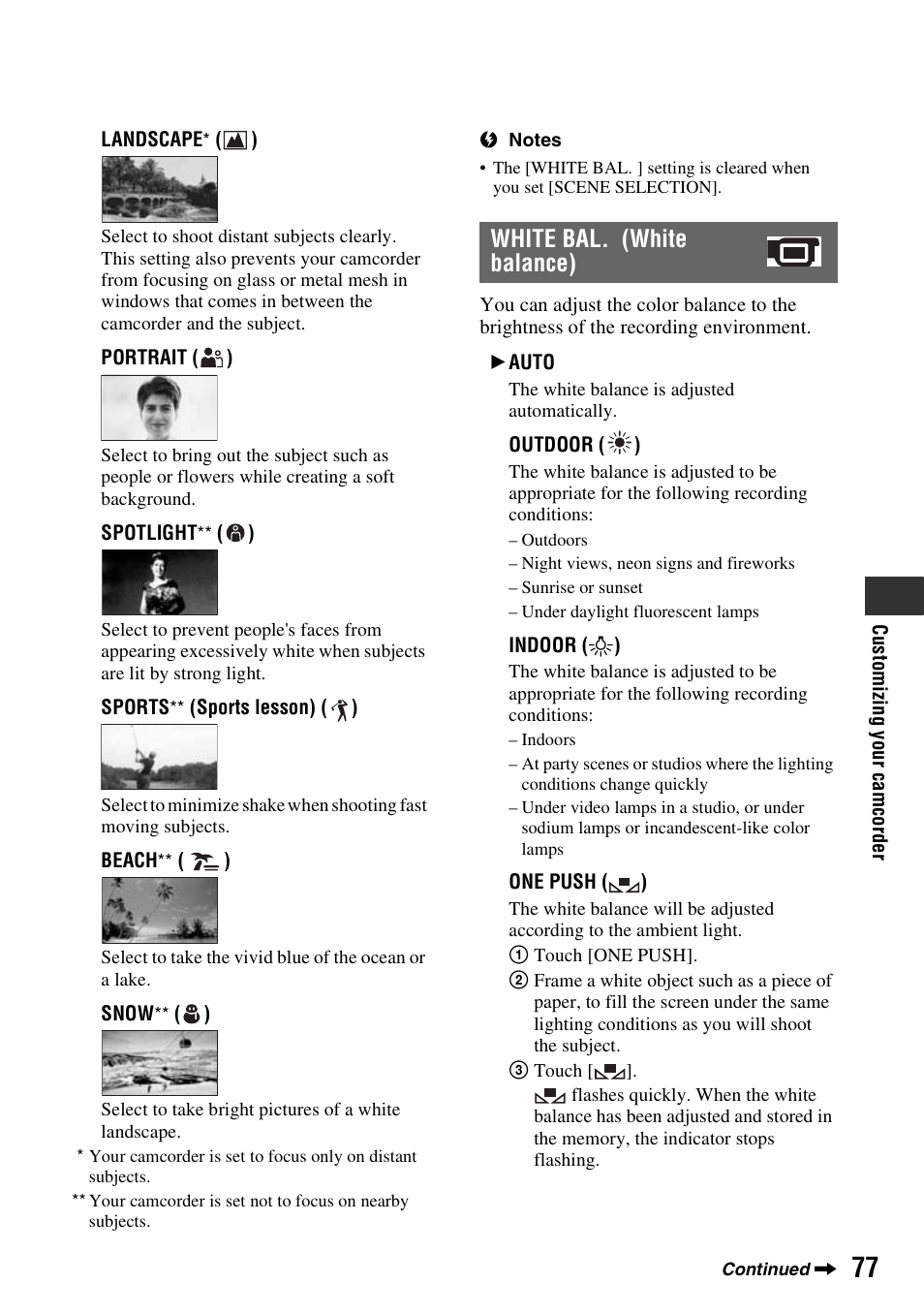 White bal. (white balance) | Sony DCR-DVD108BDL User Manual | Page 77 / 139