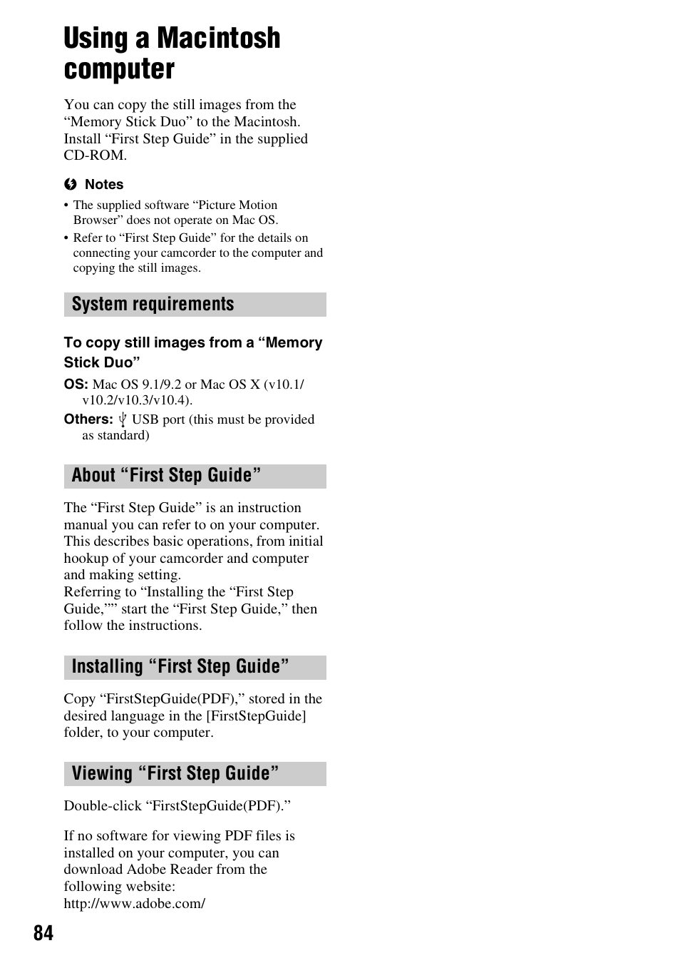 Using a macintosh computer | Sony DCR-DVD108BDL User Manual | Page 84 / 139