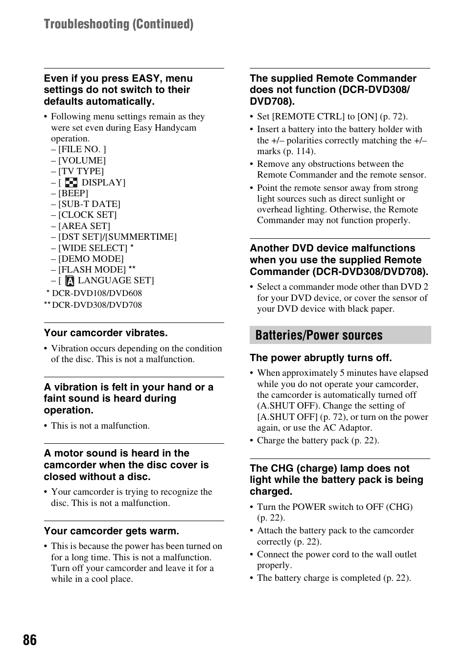 Sony DCR-DVD108BDL User Manual | Page 86 / 139