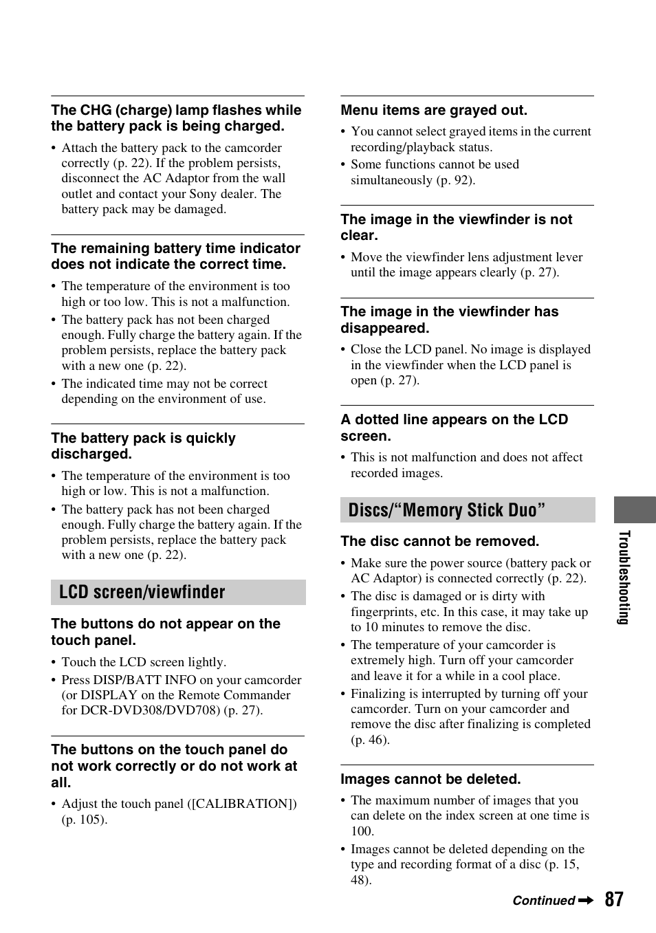 Sony DCR-DVD108BDL User Manual | Page 87 / 139