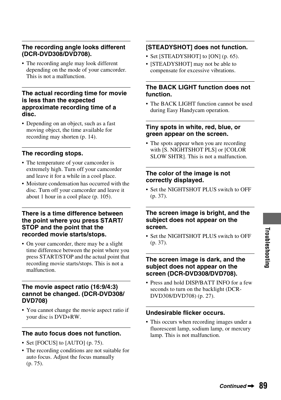 Sony DCR-DVD108BDL User Manual | Page 89 / 139