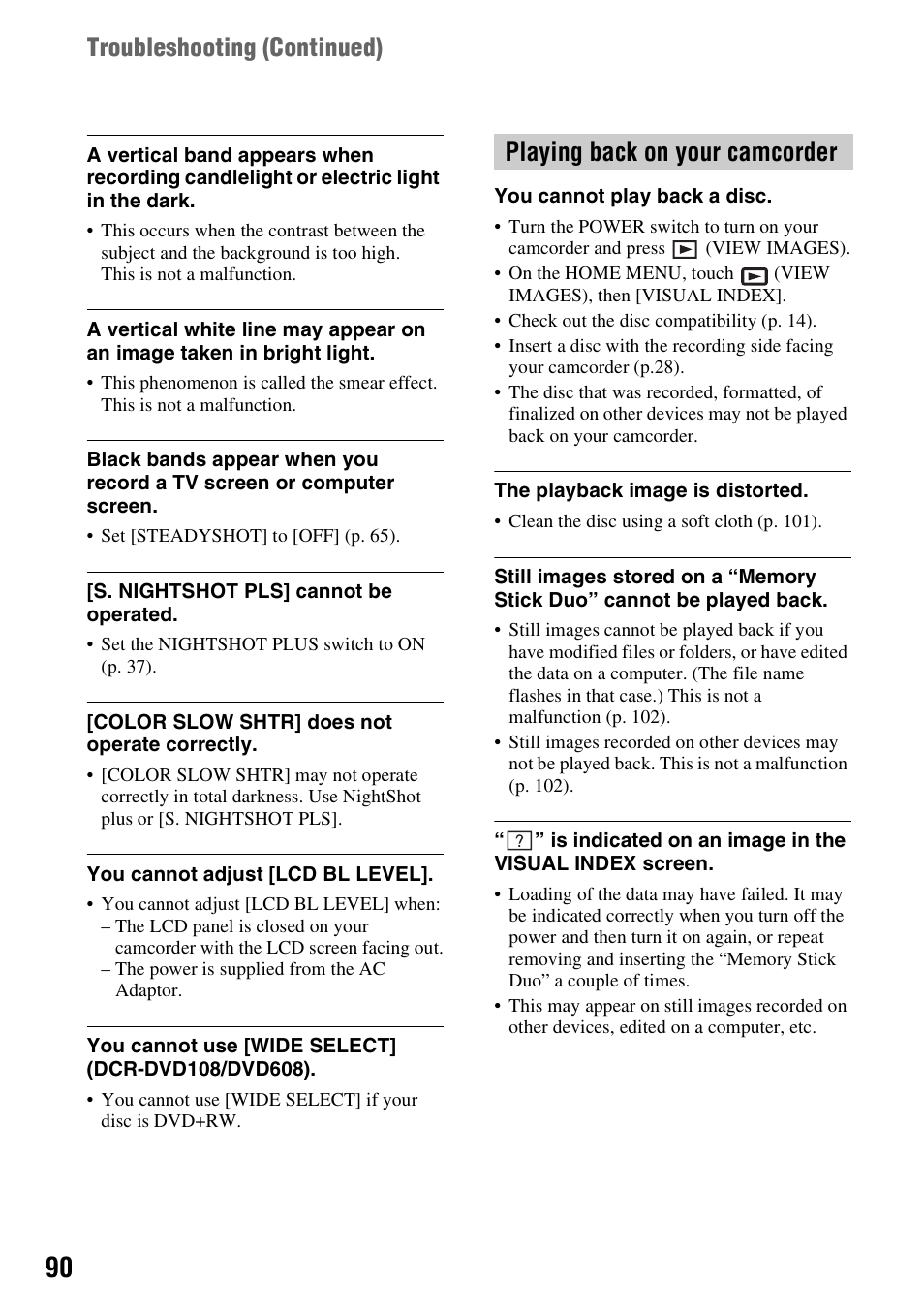 Sony DCR-DVD108BDL User Manual | Page 90 / 139