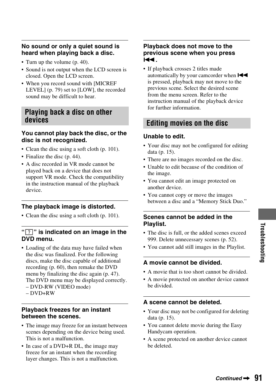 Sony DCR-DVD108BDL User Manual | Page 91 / 139