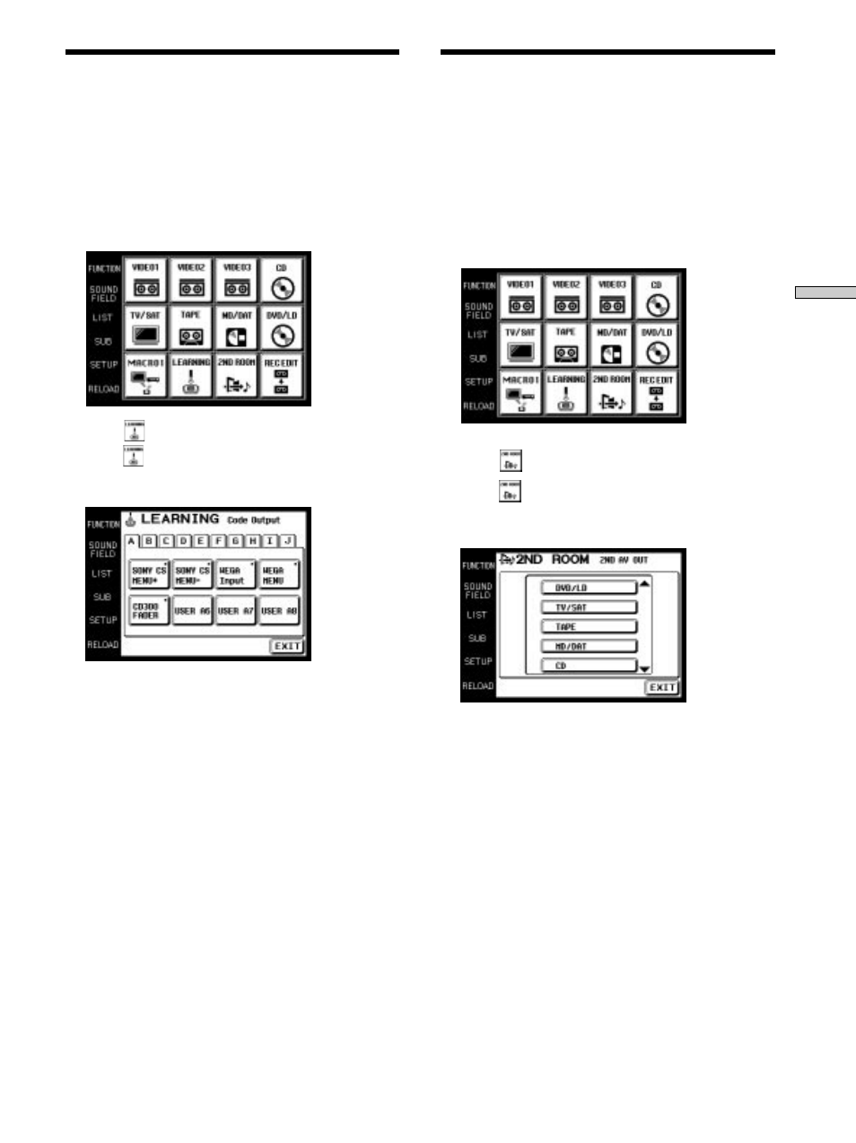 Using a command that has been learned, Selecting a source to listen to using 2nd room | Sony RM-TP504 User Manual | Page 17 / 36