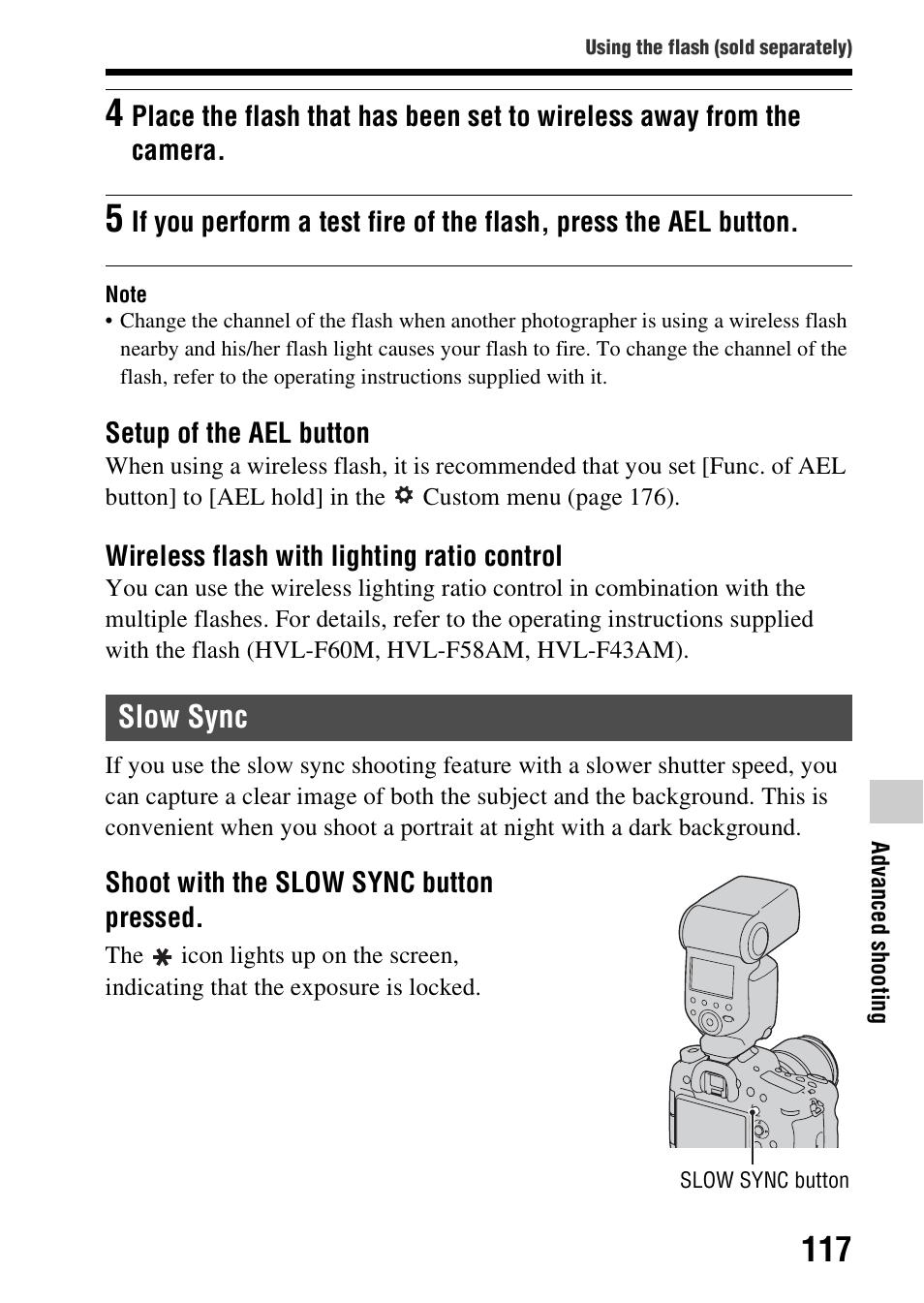 Slow sync, N (117) | Sony SLT-A99V User Manual | Page 117 / 245