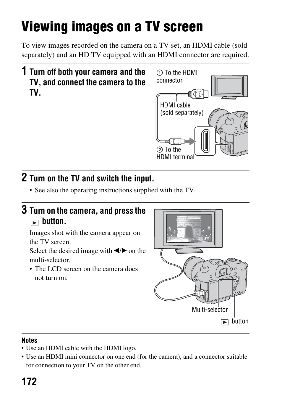 Viewing images on a tv screen | Sony SLT-A99V User Manual | Page 172 / 245