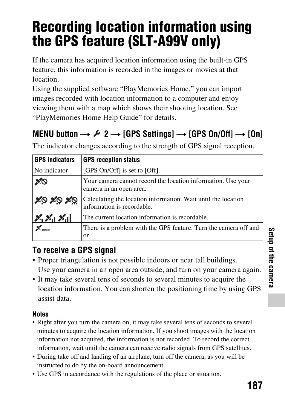 Slt-a99v only), Ings (187) | Sony SLT-A99V User Manual | Page 187 / 245