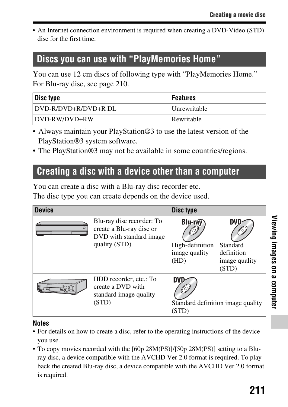 Discs you can use with “playmemories home | Sony SLT-A99V User Manual | Page 211 / 245