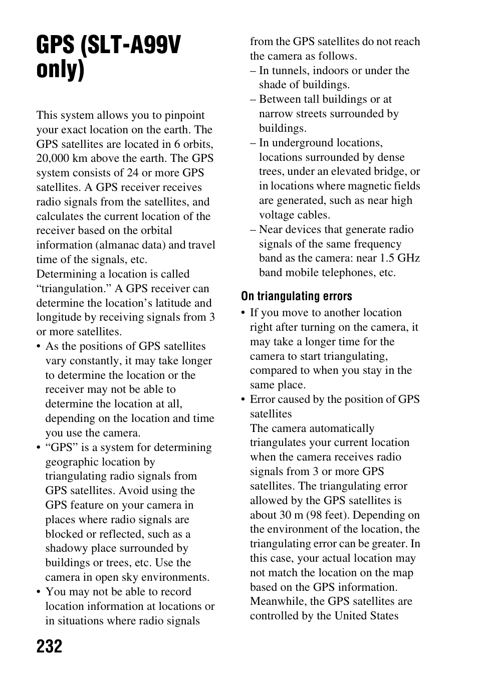 Gps (slt-a99v only) | Sony SLT-A99V User Manual | Page 232 / 245