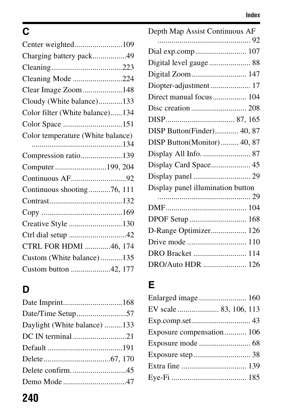 Sony SLT-A99V User Manual | Page 240 / 245