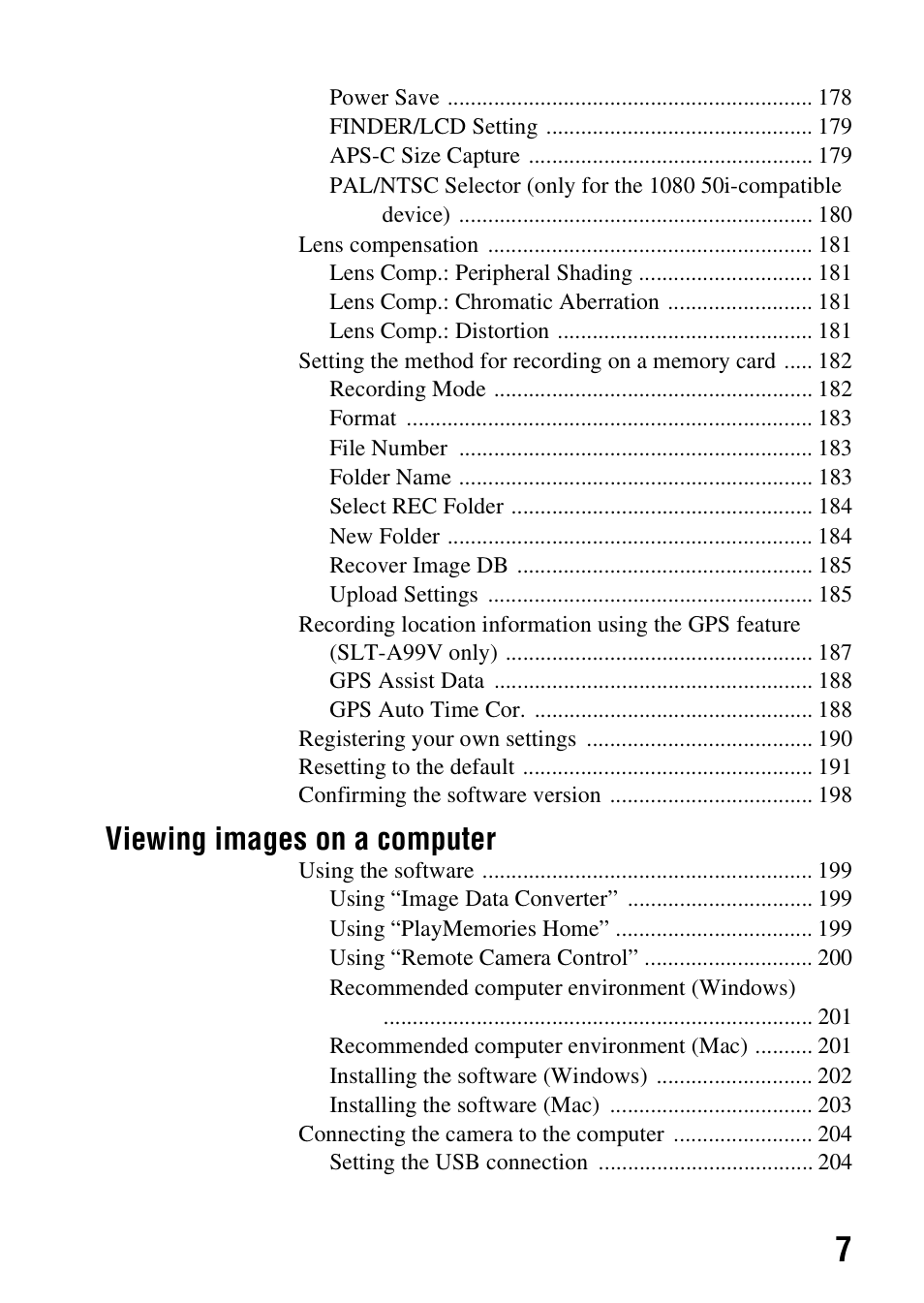 Viewing images on a computer | Sony SLT-A99V User Manual | Page 7 / 245