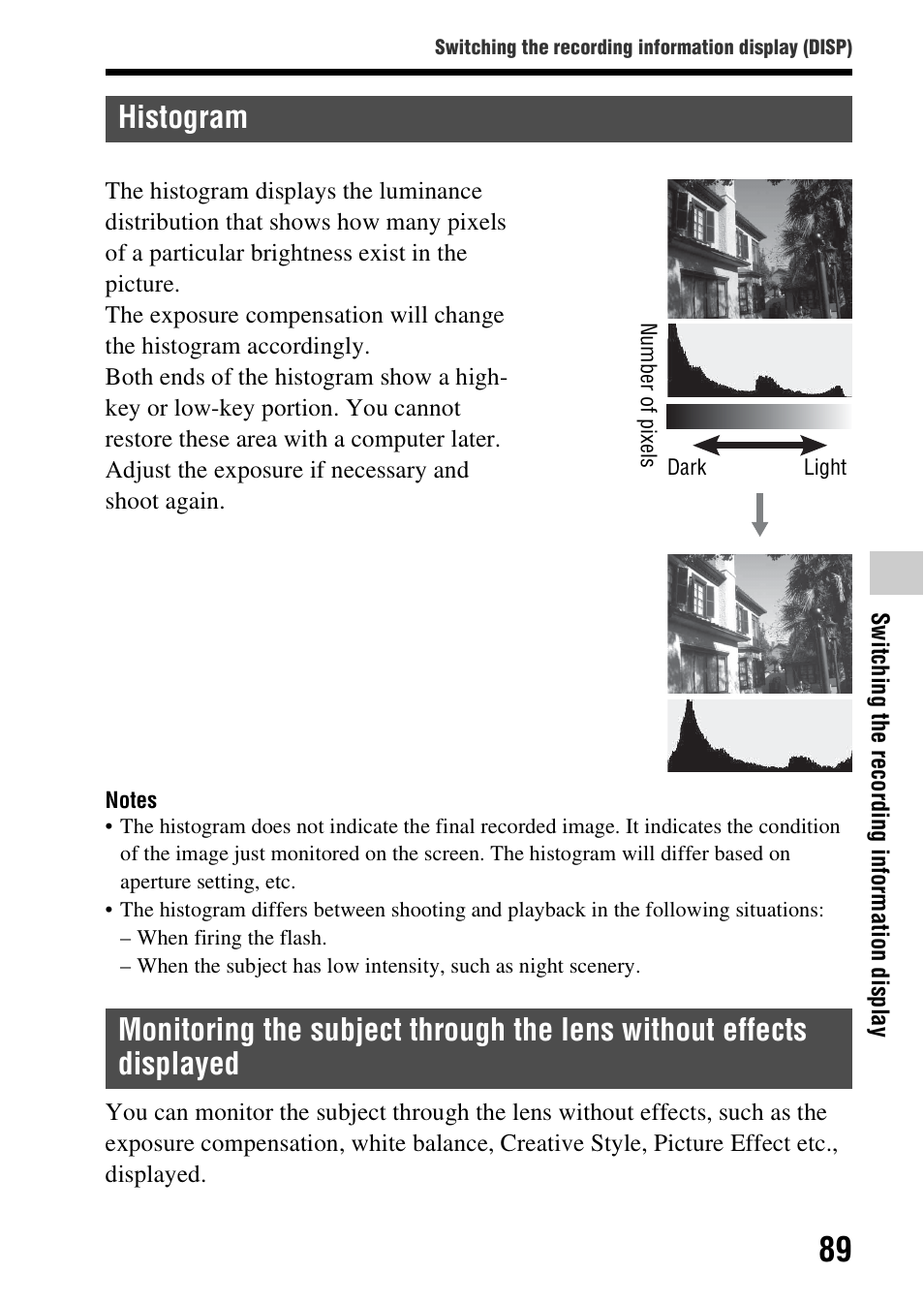 Histogram, Displayed, Am (89) | Sony SLT-A99V User Manual | Page 89 / 245