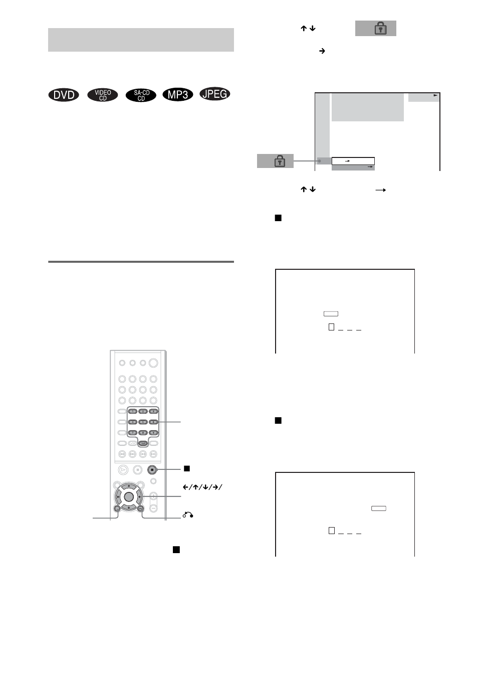 Locking discs, Custom parental control | Sony SS-CT8 User Manual | Page 54 / 92