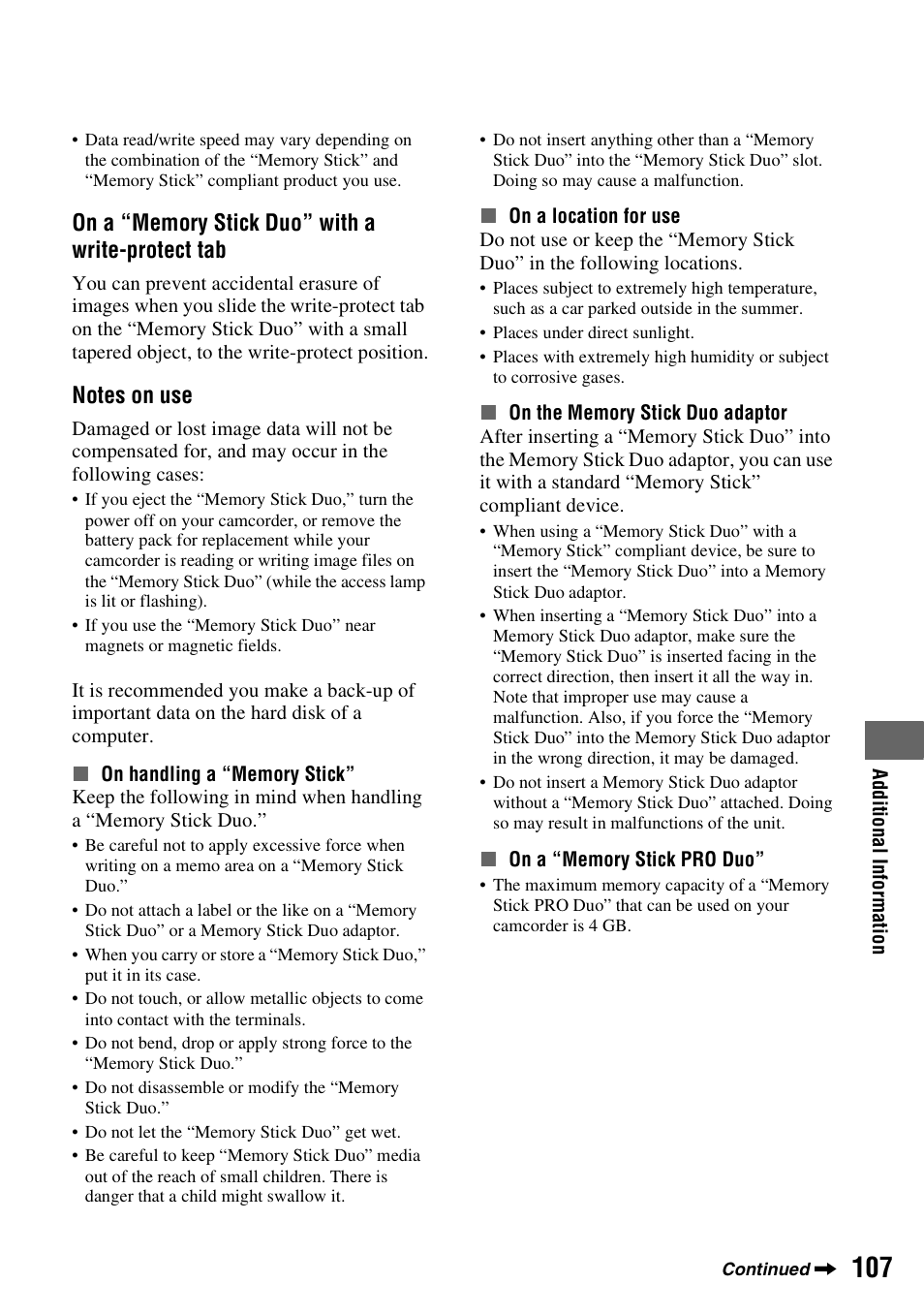 P. 107) | Sony HDR-FX7 User Manual | Page 107 / 131