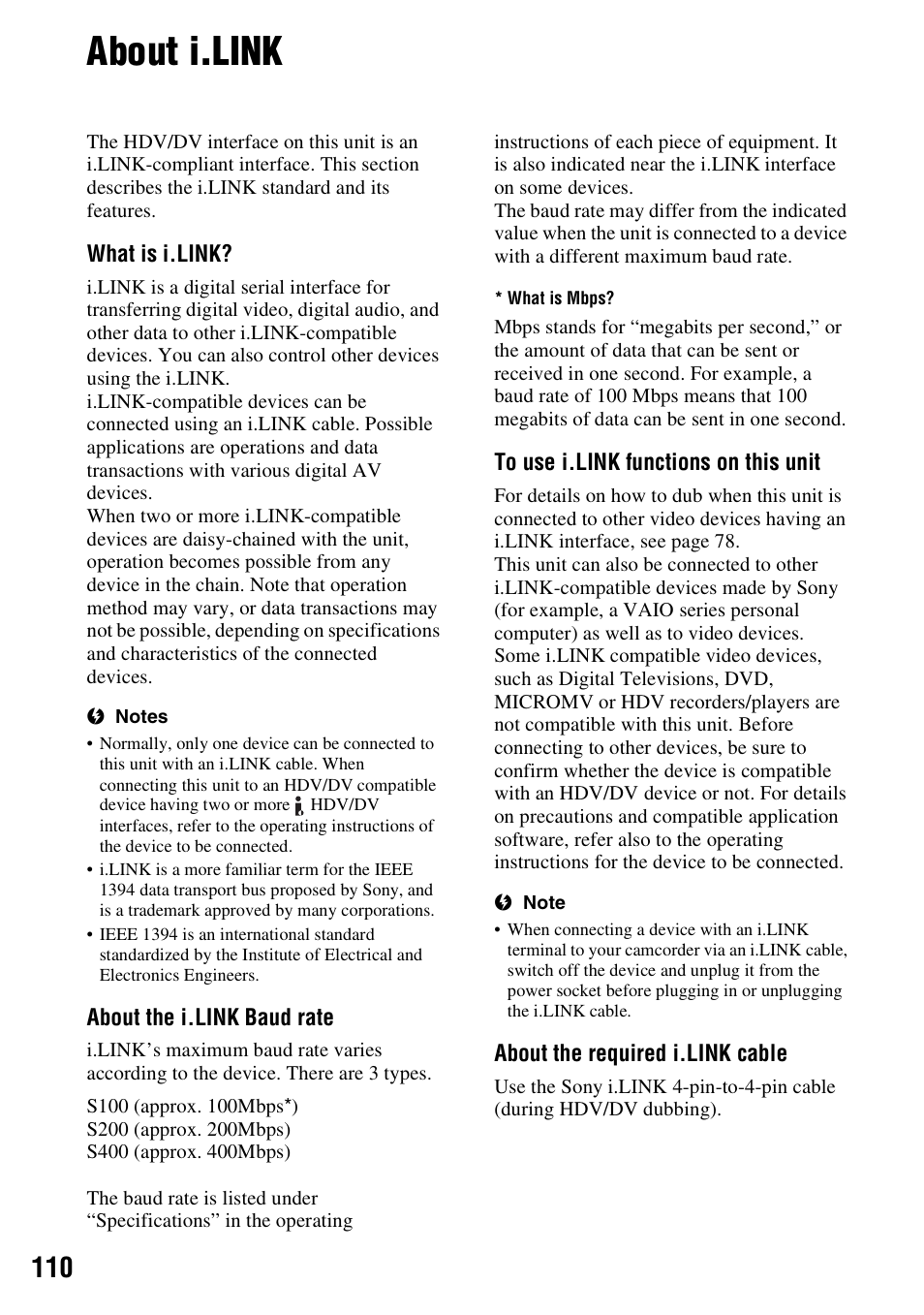 About i.link | Sony HDR-FX7 User Manual | Page 110 / 131