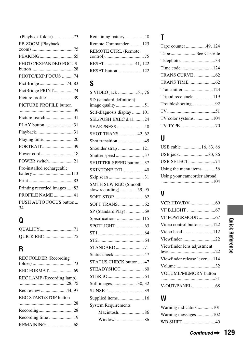 Sony HDR-FX7 User Manual | Page 129 / 131