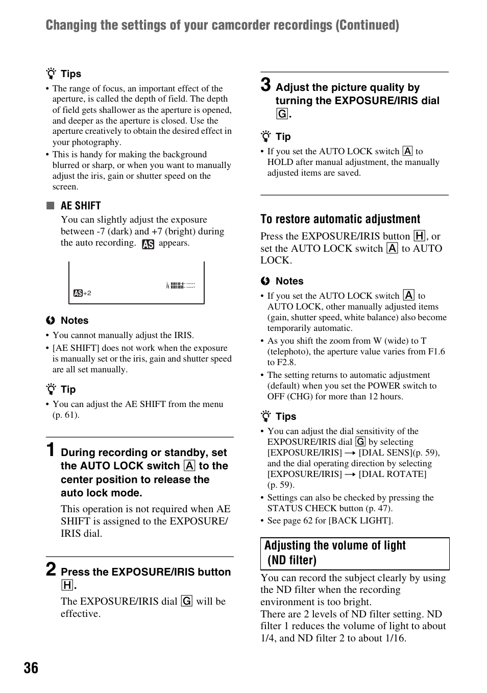 Sony HDR-FX7 User Manual | Page 36 / 131