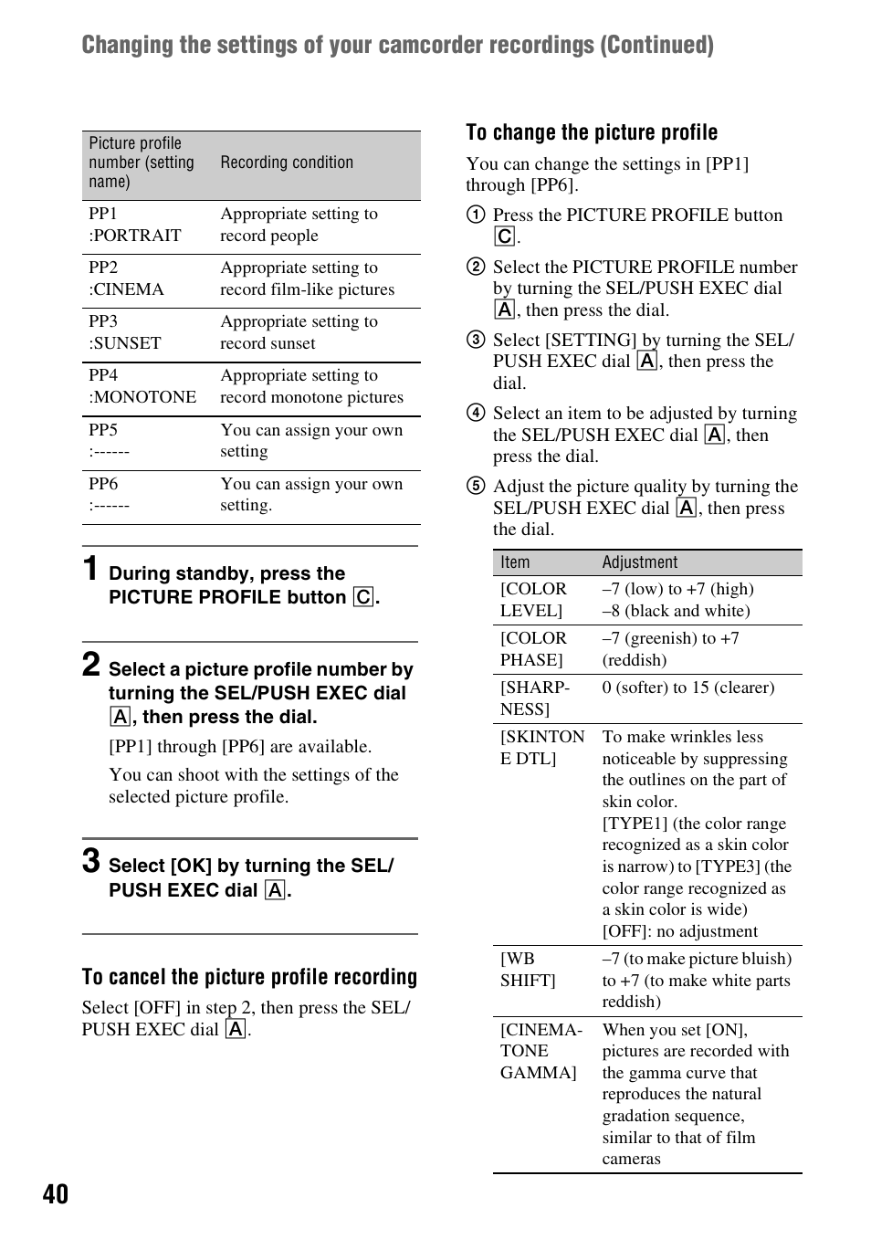Sony HDR-FX7 User Manual | Page 40 / 131