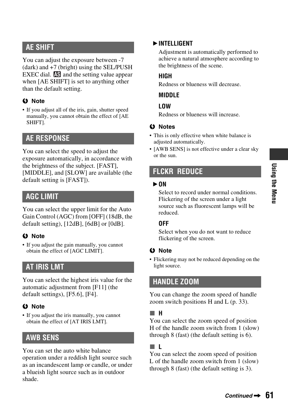 P. 61) | Sony HDR-FX7 User Manual | Page 61 / 131