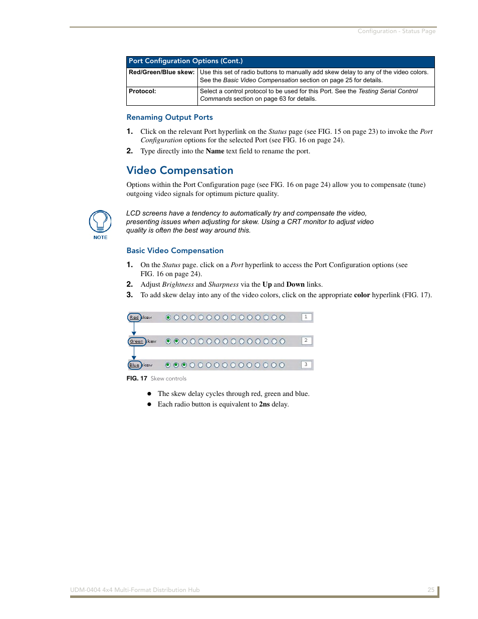Renaming output ports, Video compensation, Basic video compensation | AMX UDM-0404 User Manual | Page 37 / 106