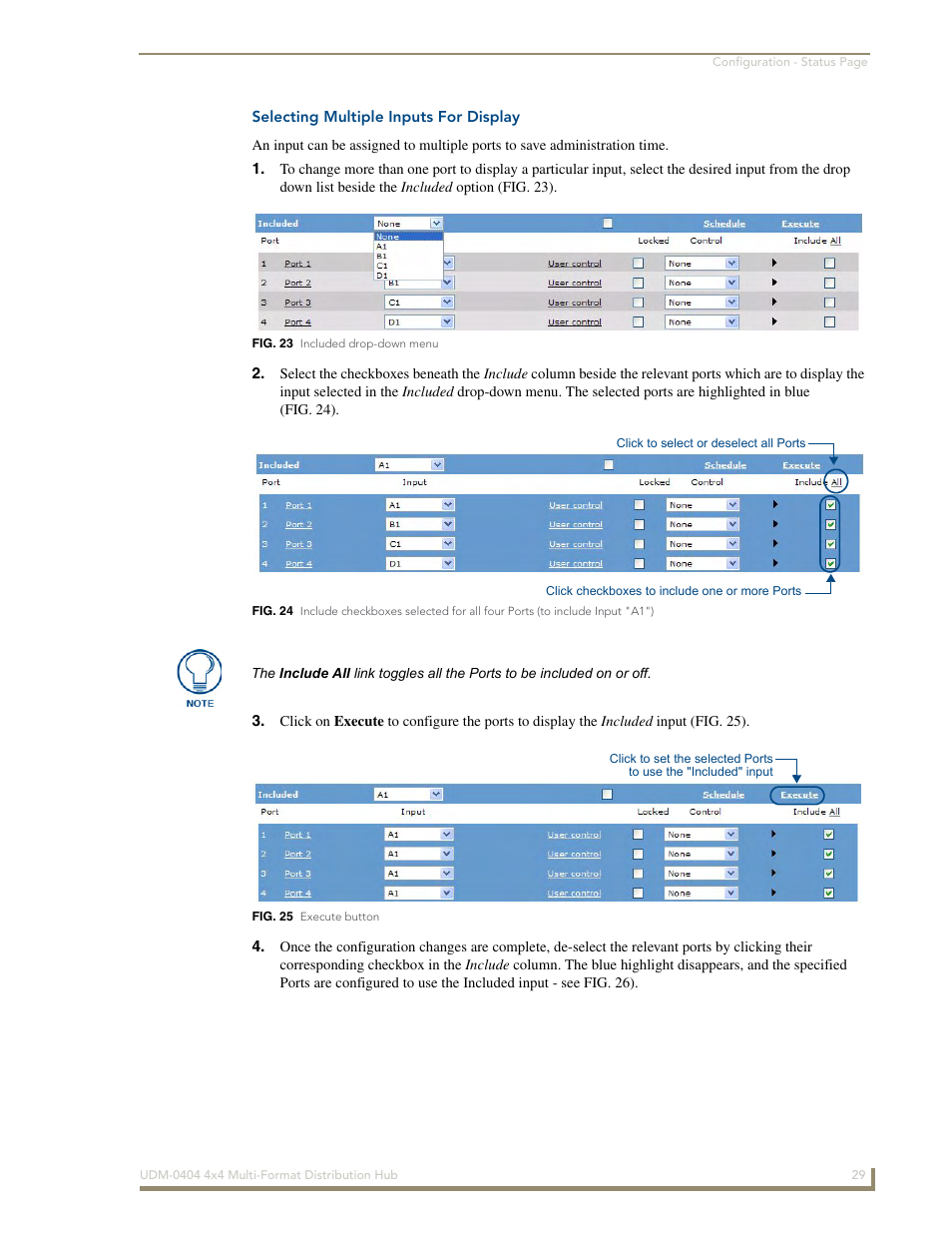 Selecting multiple inputs for display | AMX UDM-0404 User Manual | Page 41 / 106