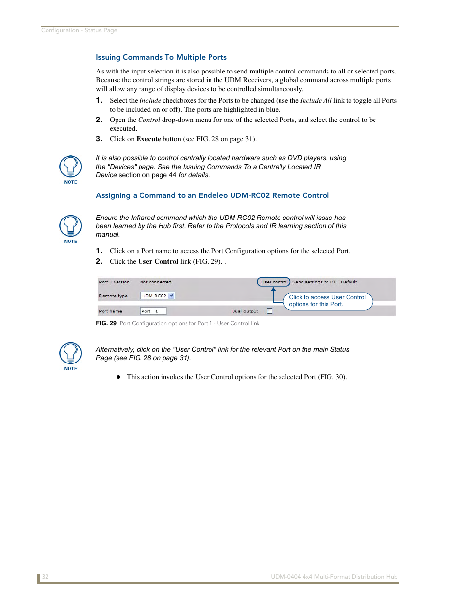 Issuing commands to multiple ports | AMX UDM-0404 User Manual | Page 44 / 106