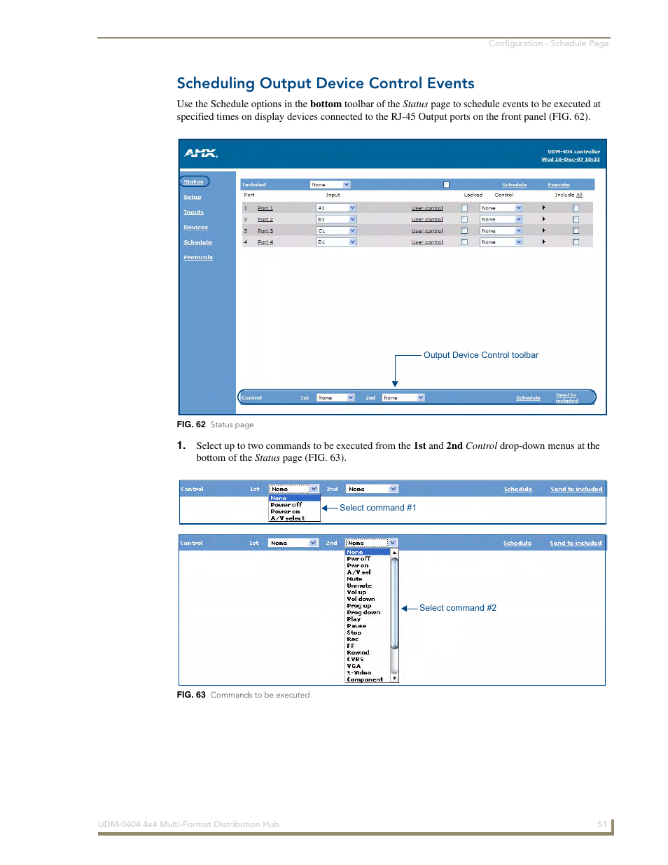 Scheduling output device control events | AMX UDM-0404 User Manual | Page 63 / 106