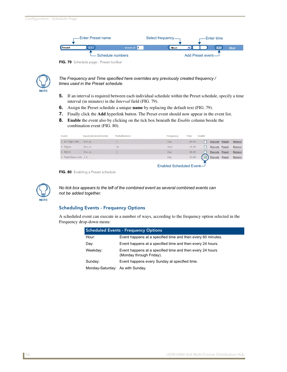 Scheduling events - frequency options | AMX UDM-0404 User Manual | Page 68 / 106