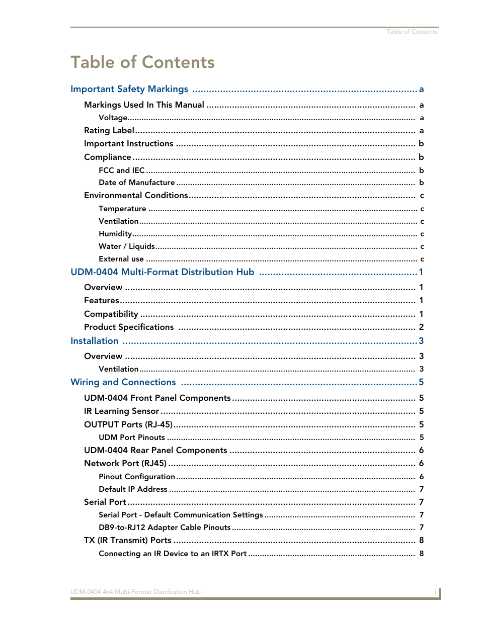 AMX UDM-0404 User Manual | Page 7 / 106