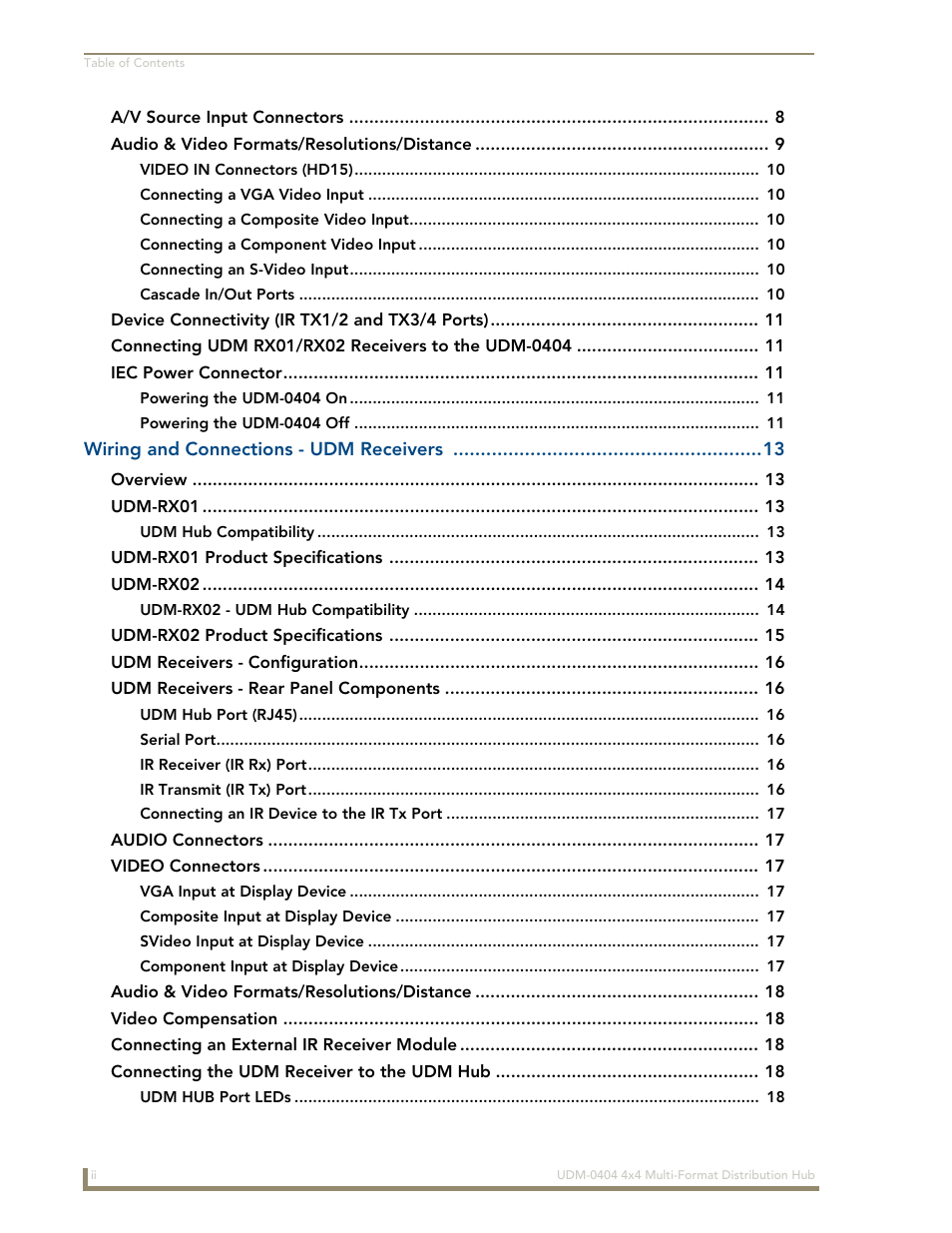 AMX UDM-0404 User Manual | Page 8 / 106