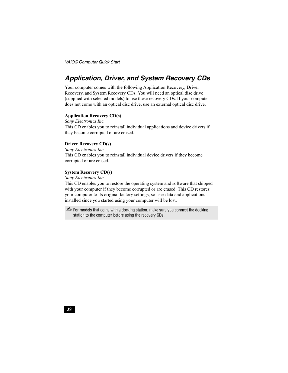 Application, driver, and system recovery cds | Sony PCG-GRX560K User Manual | Page 120 / 162