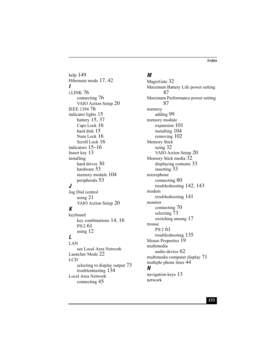 Sony PCG-GRX560K User Manual | Page 153 / 162