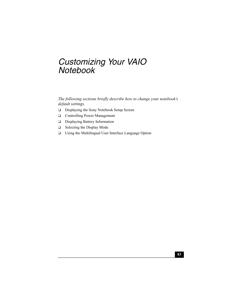 Customizing your vaio notebook | Sony PCG-GRX560K User Manual | Page 83 / 162