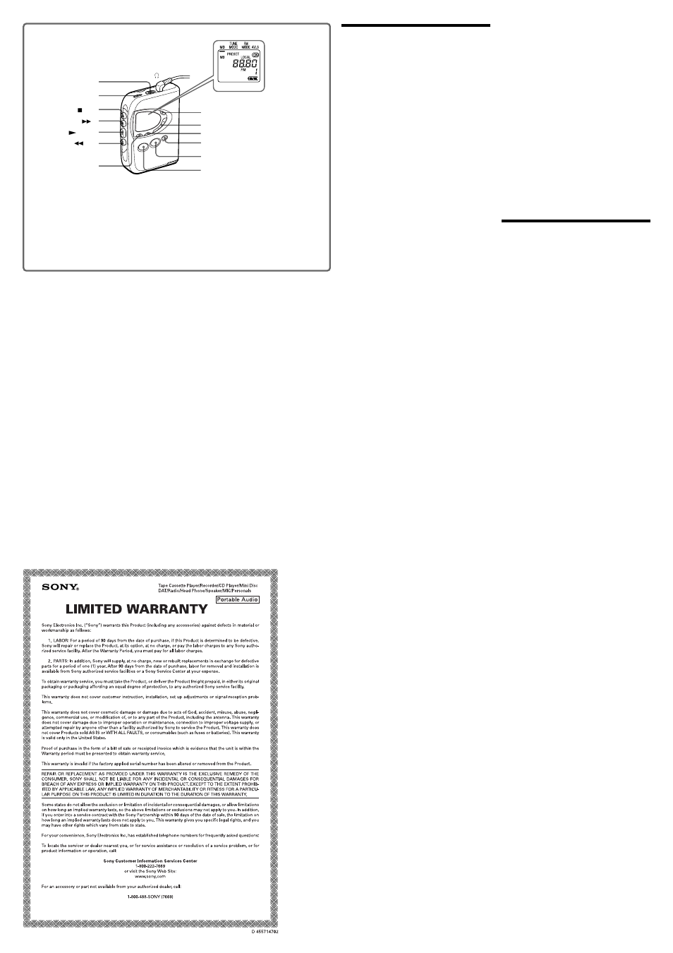 Presetting radio stations, Precautions | Sony WM-FX290 User Manual | Page 2 / 2