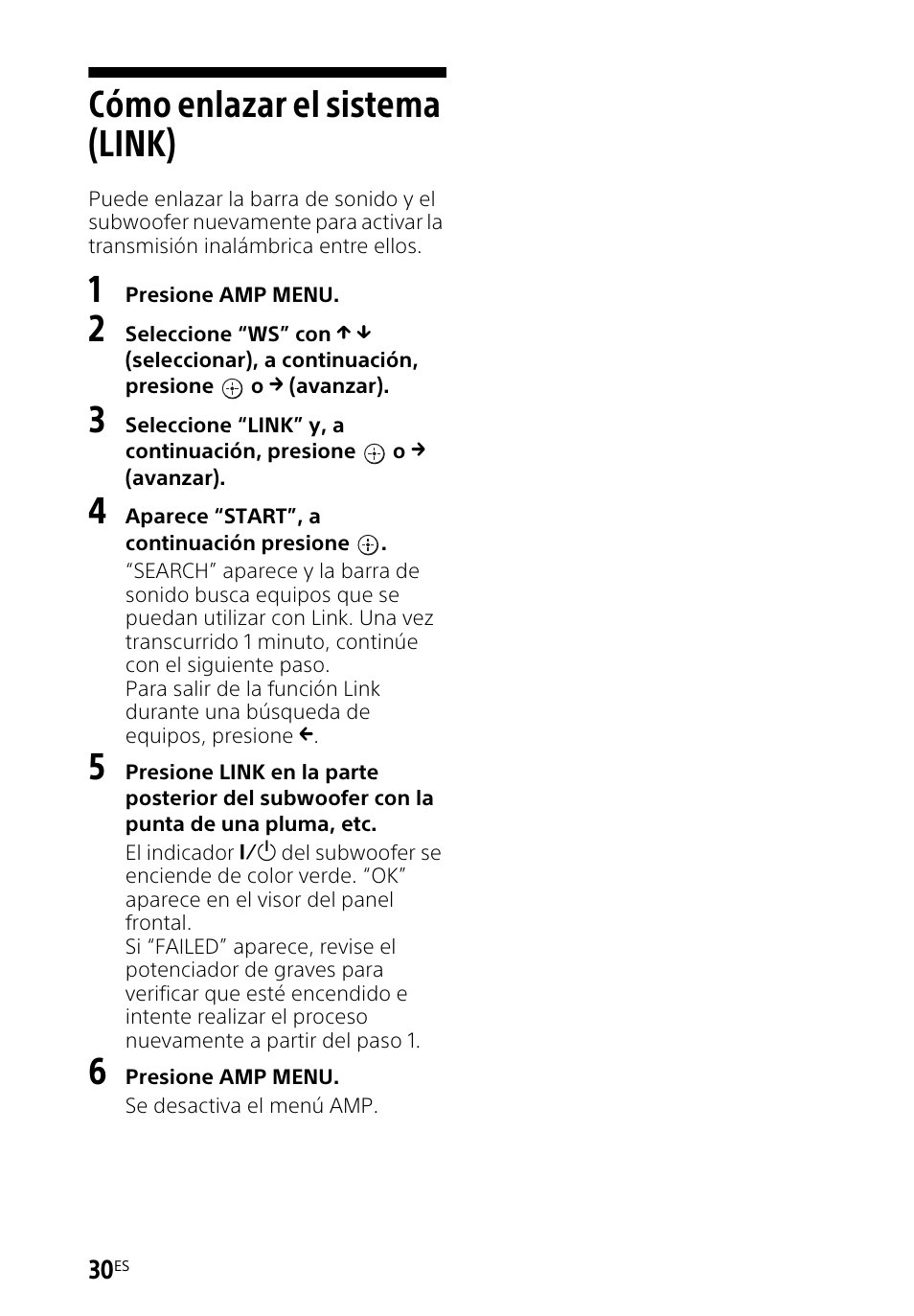 Cómo enlazar el sistema (link), Cómo enlazar el sistema, Link) | Sony HT-CT660 User Manual | Page 104 / 112