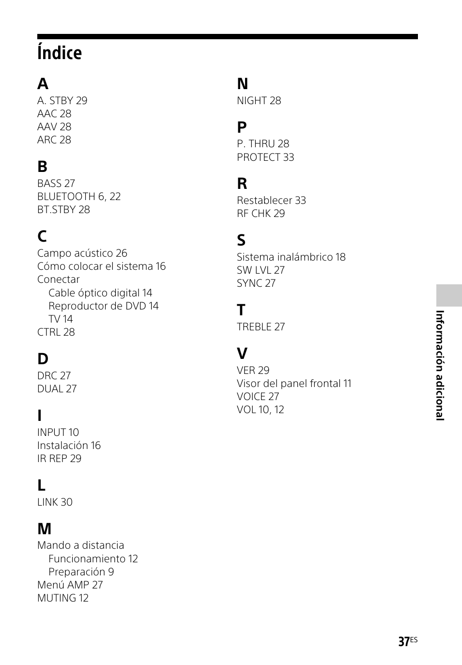 Índice | Sony HT-CT660 User Manual | Page 111 / 112