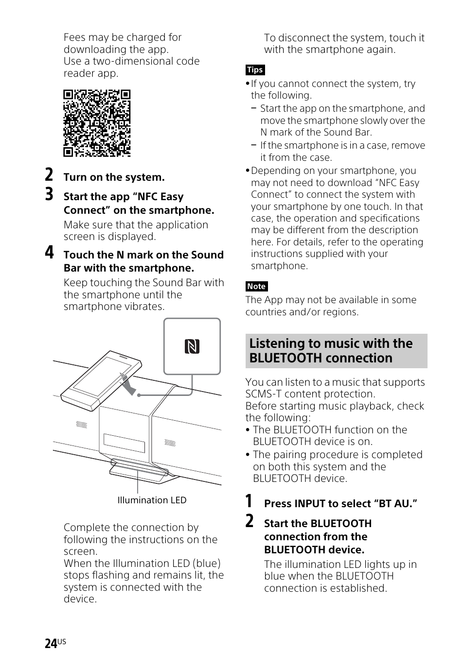 Listening to music with the bluetooth connection | Sony HT-CT660 User Manual | Page 24 / 112
