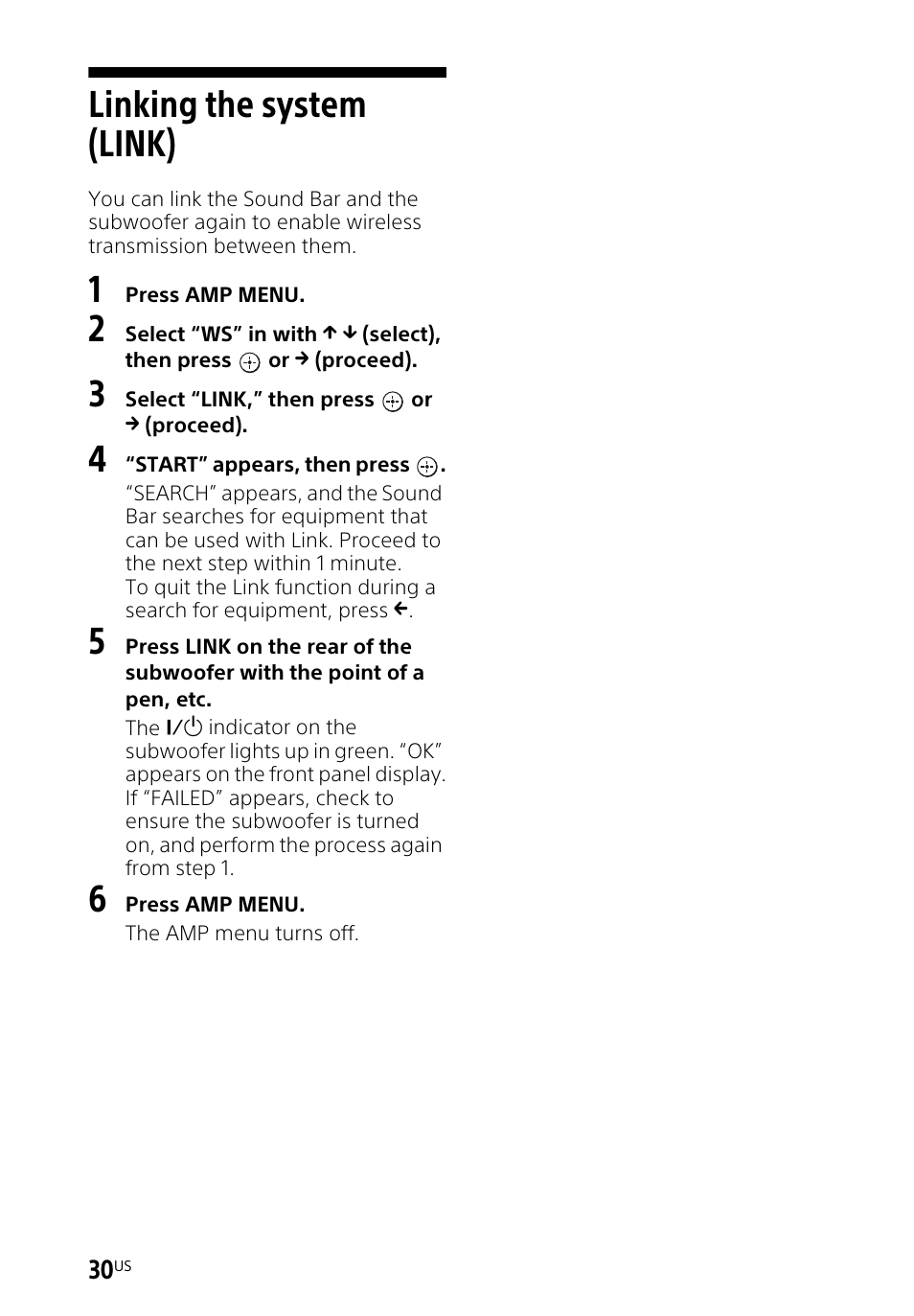 Linking the system (link) | Sony HT-CT660 User Manual | Page 30 / 112