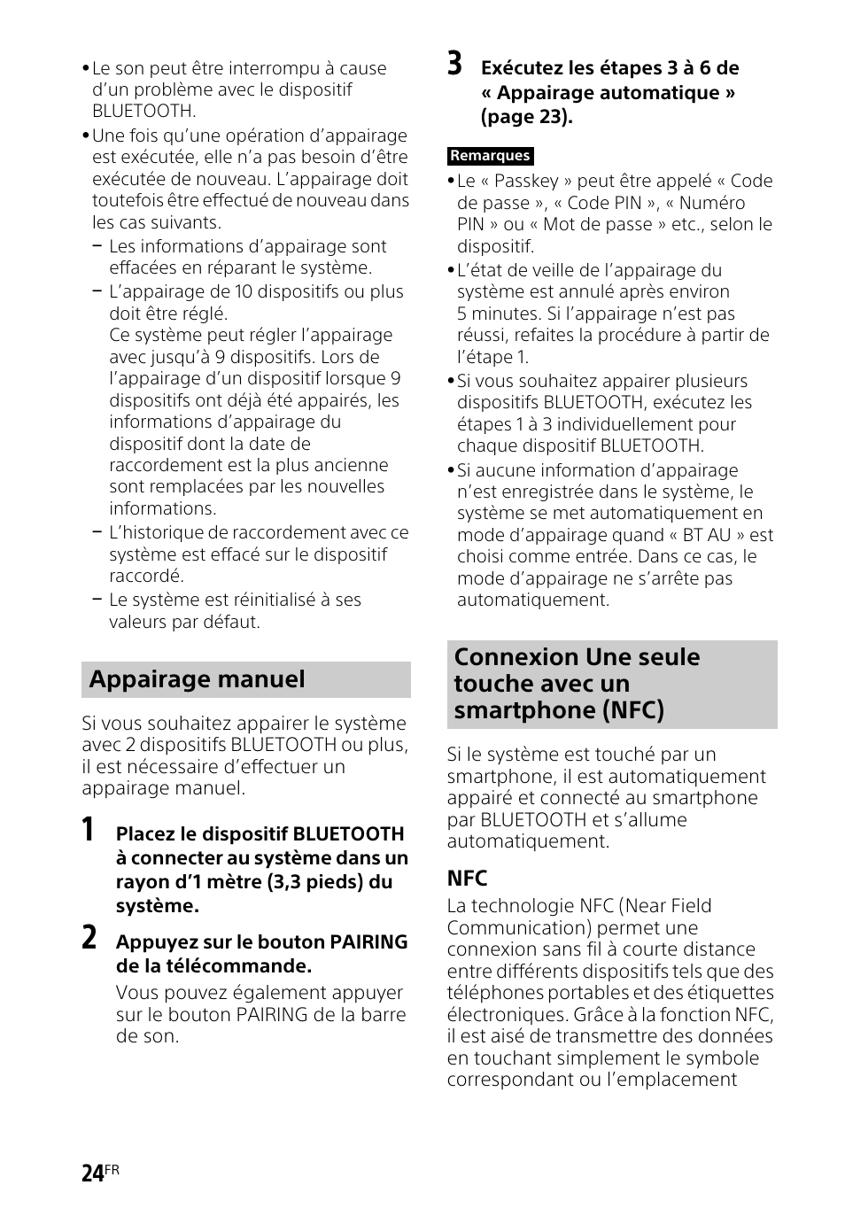 Appairage manuel | Sony HT-CT660 User Manual | Page 60 / 112