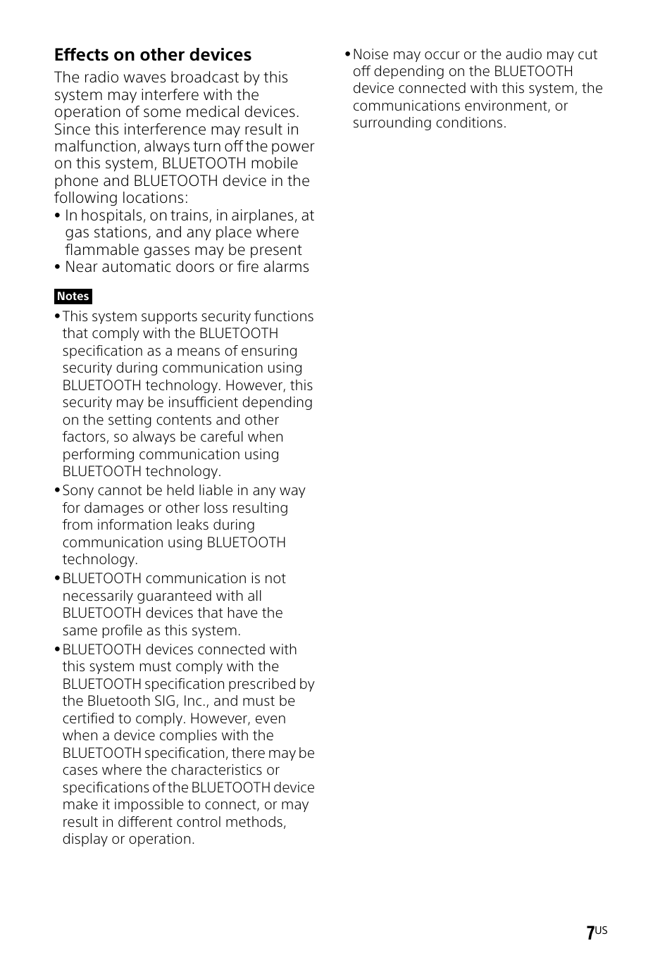 Effects on other devices | Sony HT-CT660 User Manual | Page 7 / 112