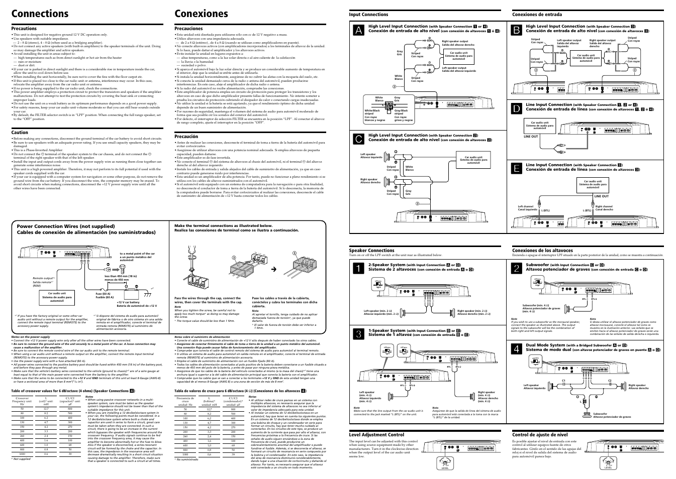 80hz) off on, Connections, Conexiones | 12v gnd rem, 12v gnd | Sony XM-1652Z User Manual | Page 2 / 2