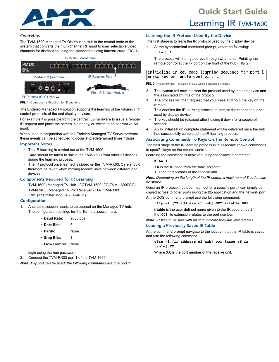 AMX TVM-1600 User Manual | 2 pages