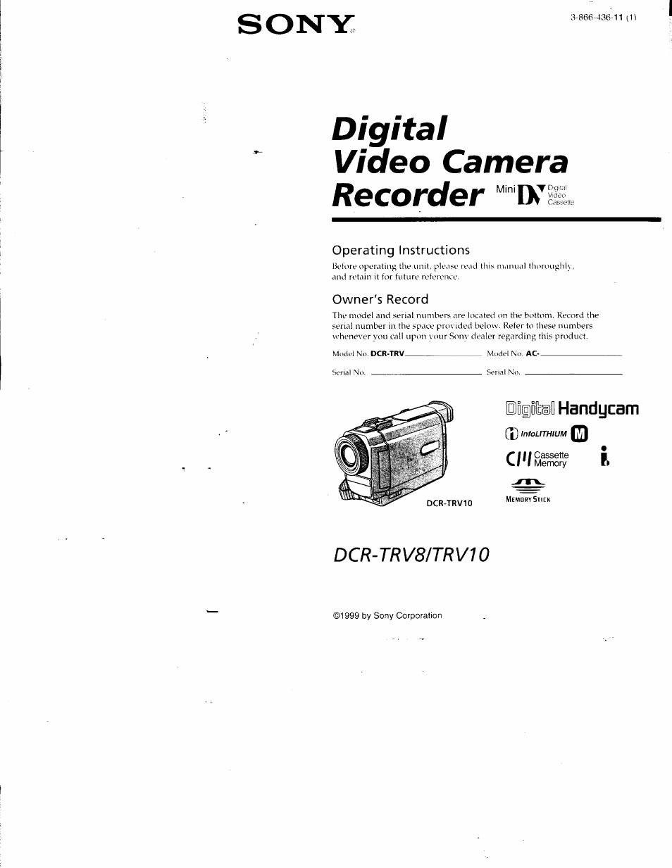 Sony DCR-TRV10 User Manual | 163 pages