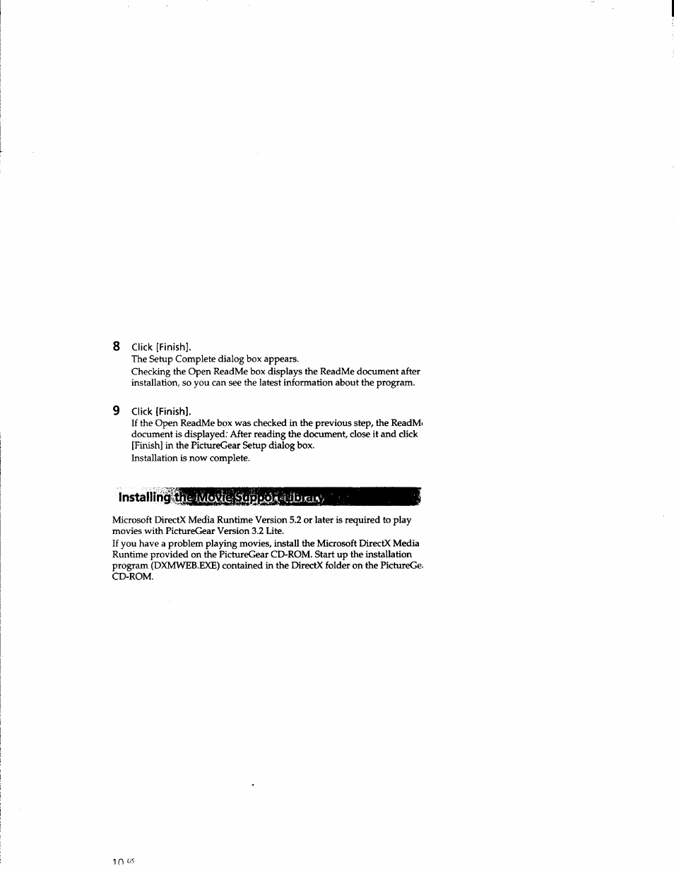 Instailíhgíl, 8 click [finish, Click [finish | Sony DCR-TRV10 User Manual | Page 145 / 163